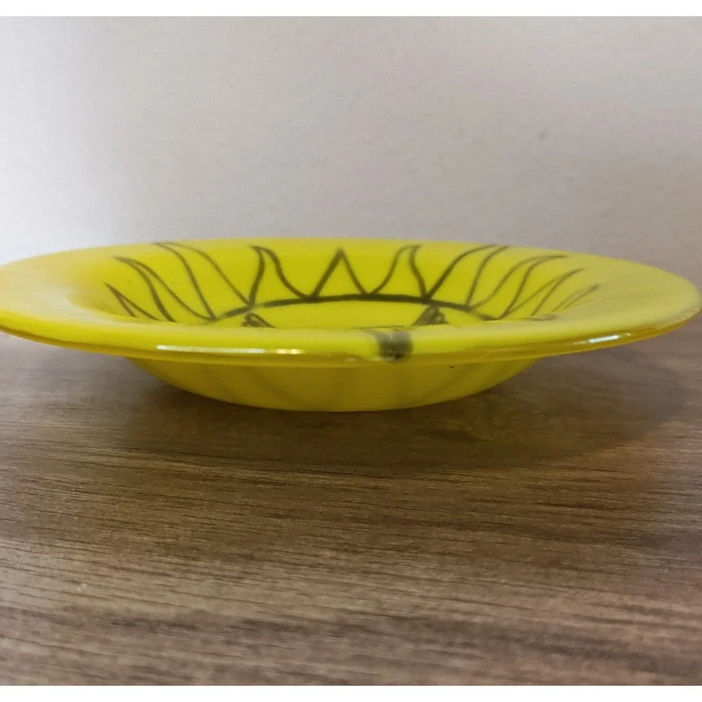 Neon Glass Decorative Plate Bowl Phoenix Sunburst Art Hand Blown Dish Home Decor